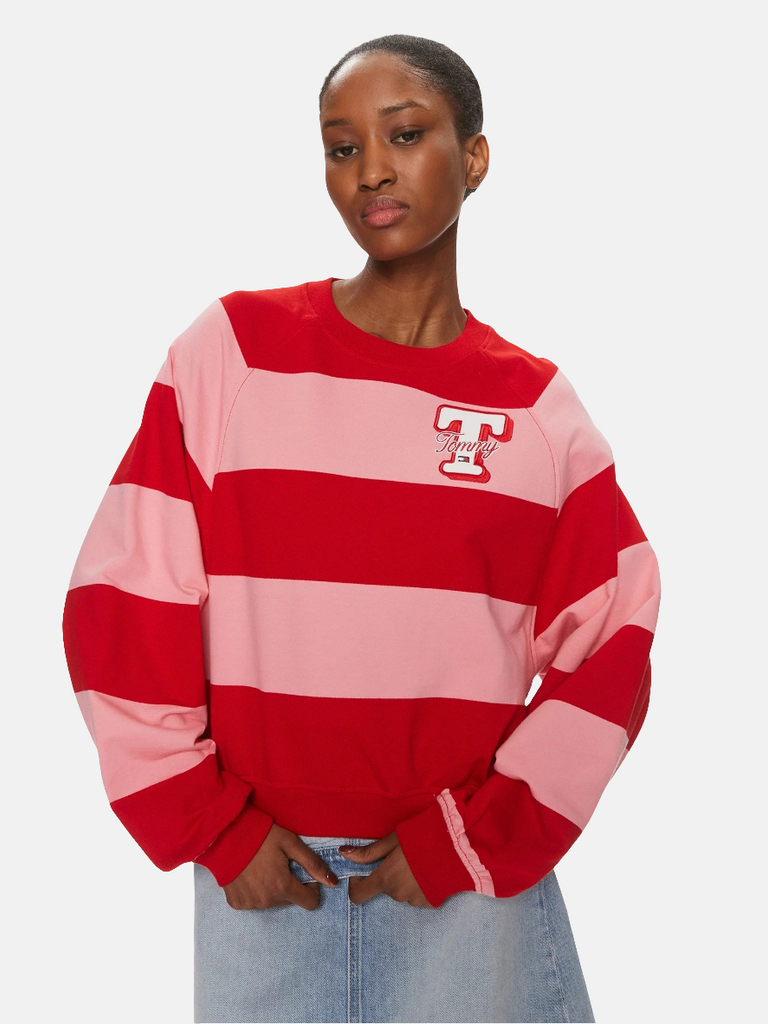 Tommy Hilfiger roza ženska majica s prugama-[SKU]