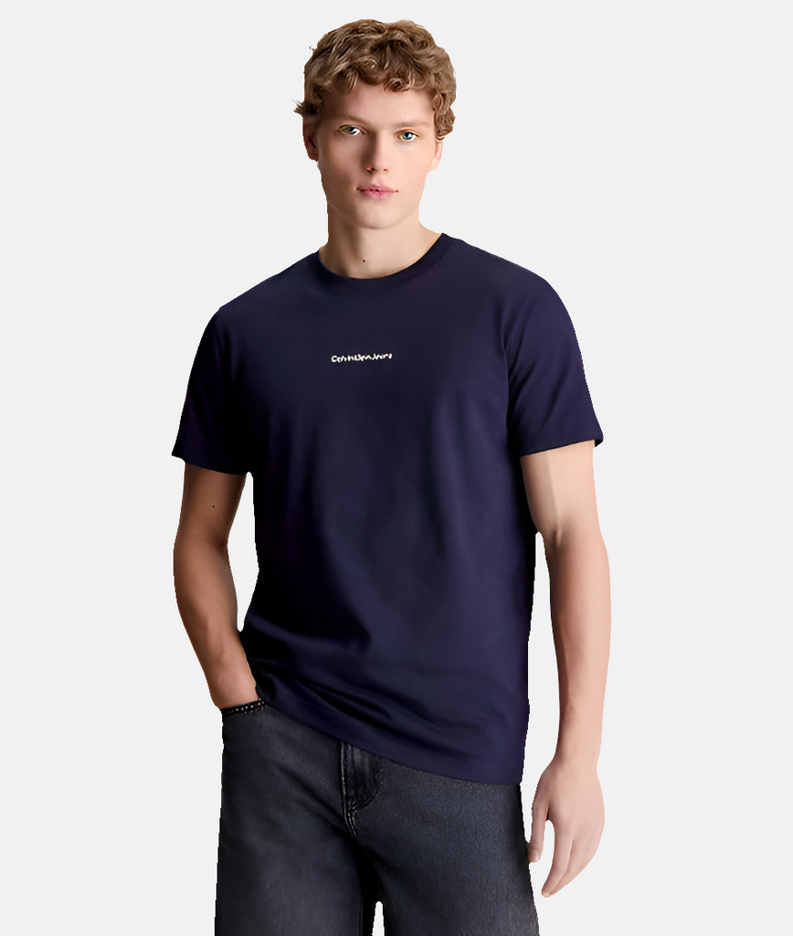 Calvin Klein plava muška majica s okruglim izrezom-[SKU]