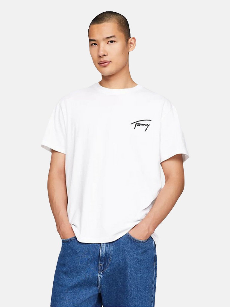 Tommy Hilfiger bijela muška majica s okruglom kragnom-[SKU]