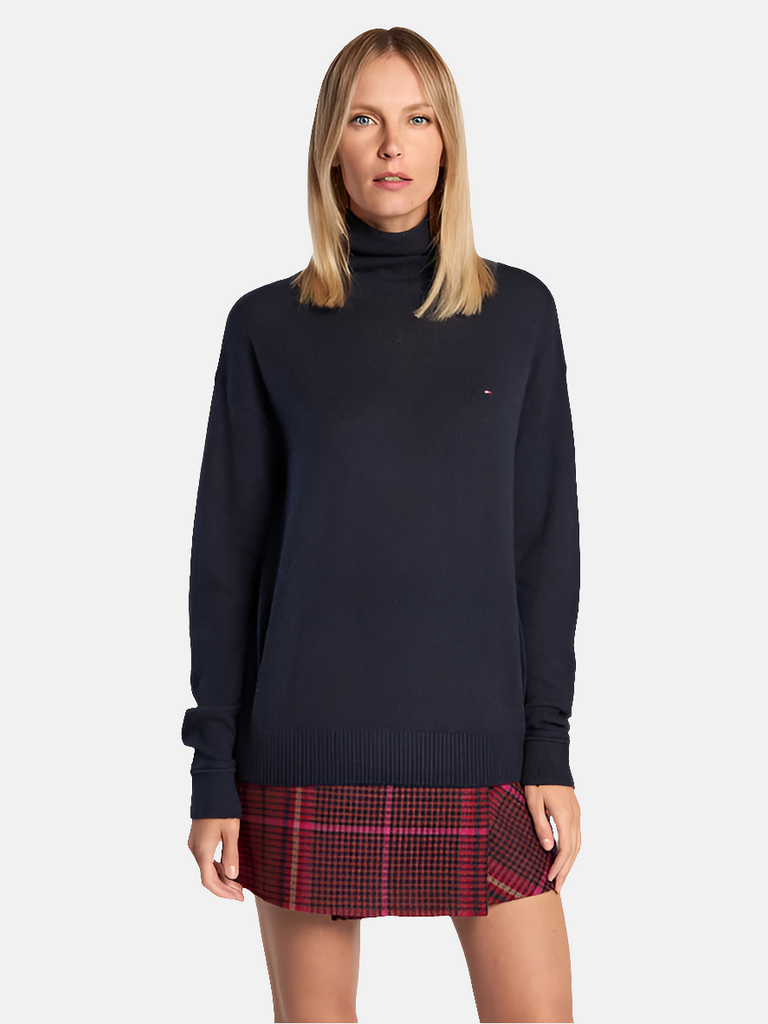 Tommy Hilfiger plava ženska rolka s visokim ovratnikom-[SKU]