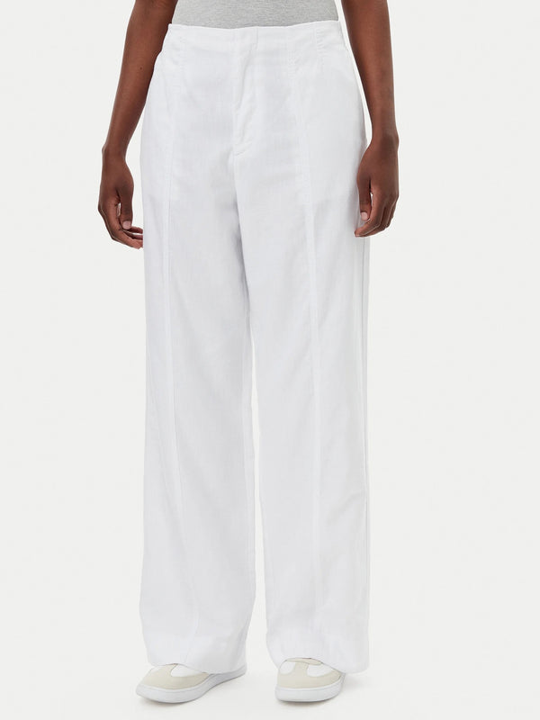 Calvin Klein bijele ženske široke pantalone s elastičnim pojasom