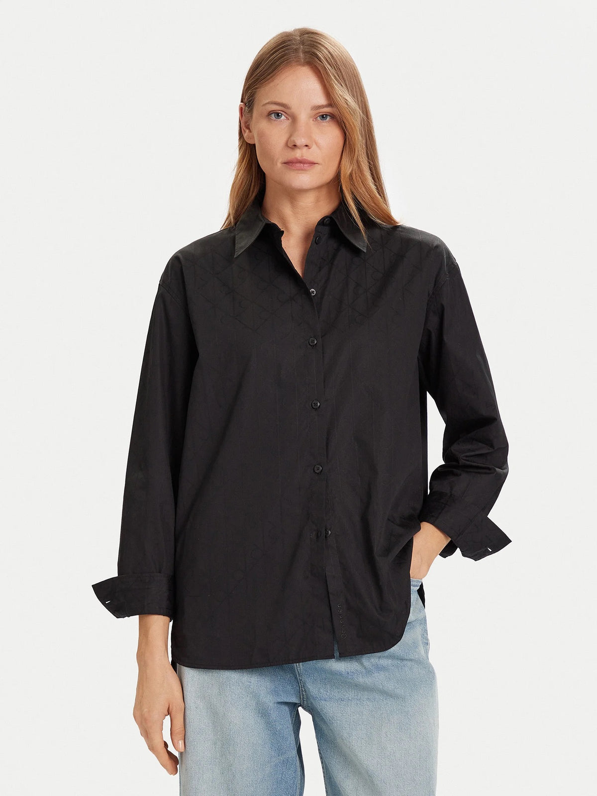 Calvin Klein crna ženska košulja dugih rukava oversize kroja