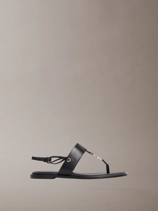 Calvin Klein crne ženske ravne sandale s metalnim detaljem