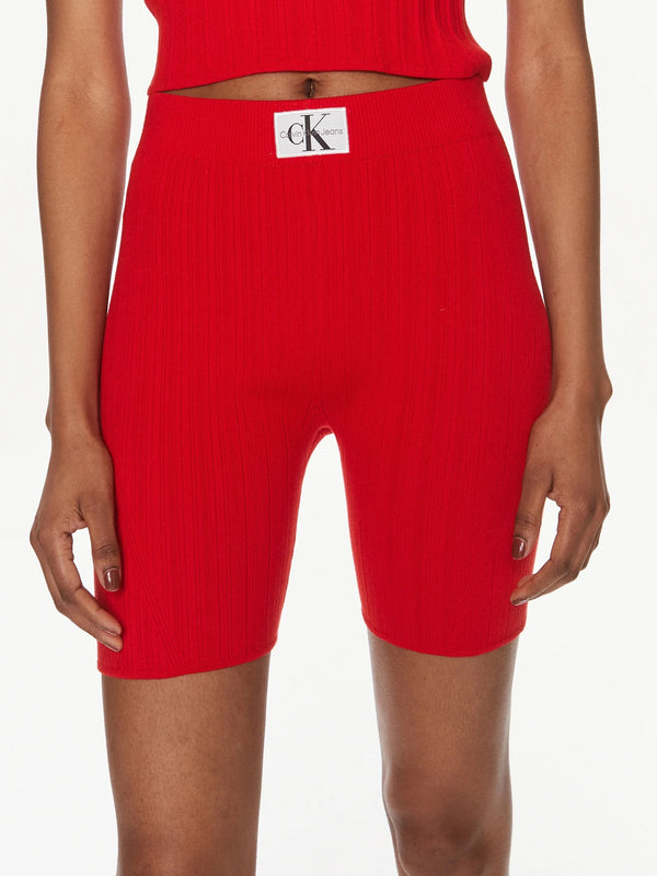Calvin Klein crveni ženski rebrasti šorc biciklističkog kroja