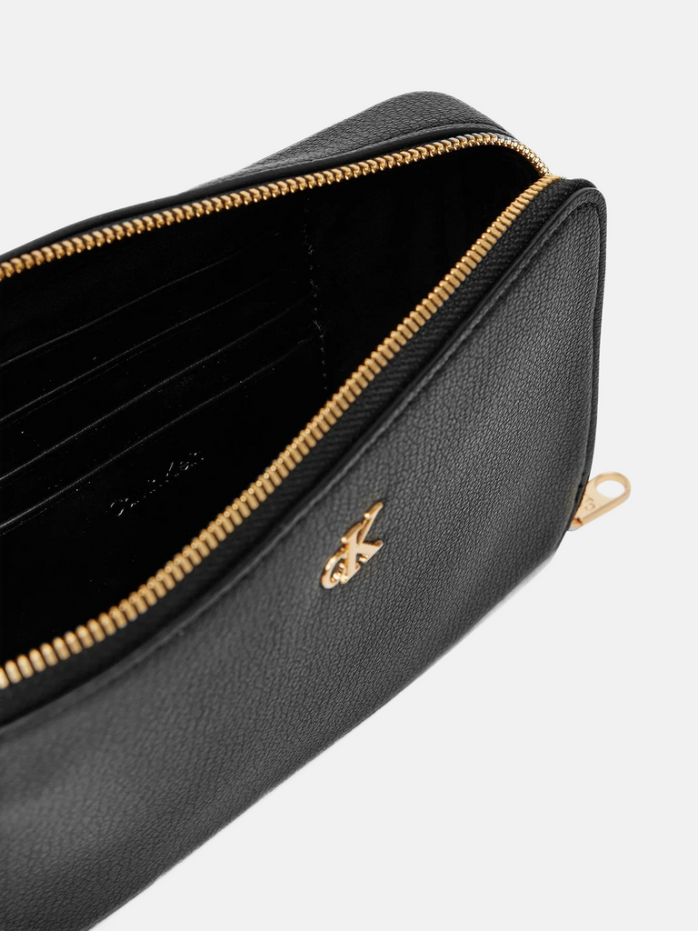 Calvin Klein crna ženska torba sa malim zlatnim logom-[SKU]