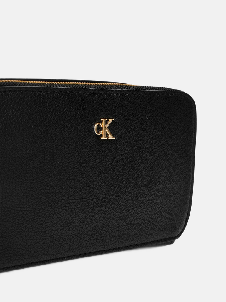 Calvin Klein crna ženska torba sa malim zlatnim logom-[SKU]