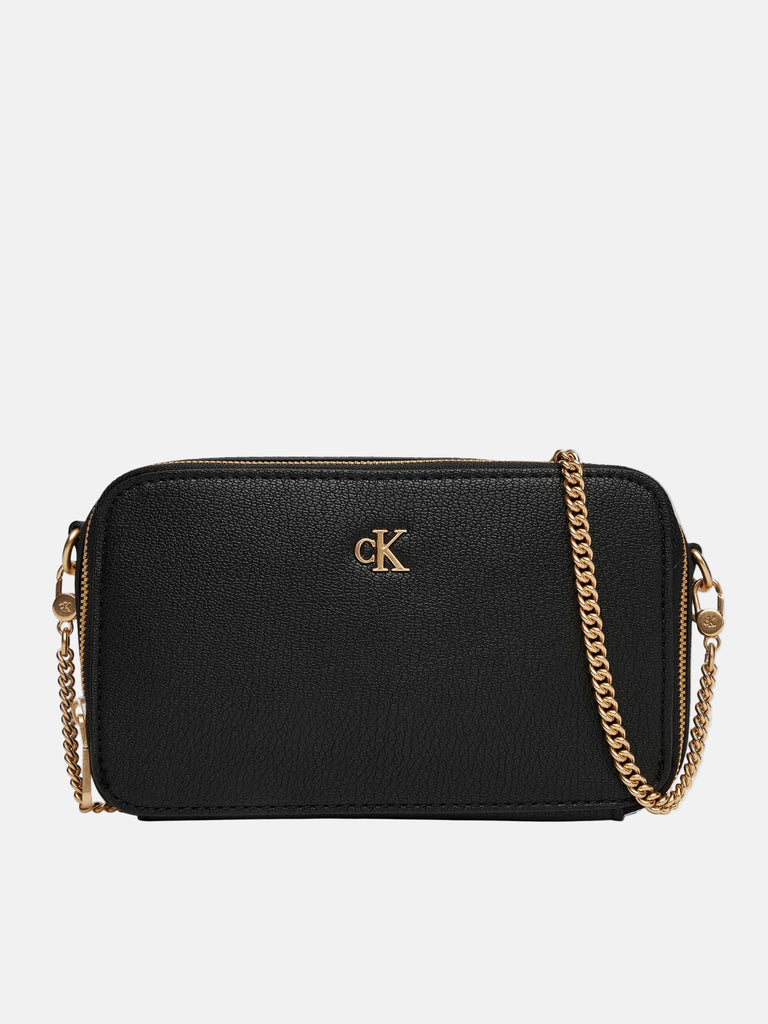 Calvin Klein crna ženska torba sa malim zlatnim logom-[SKU]