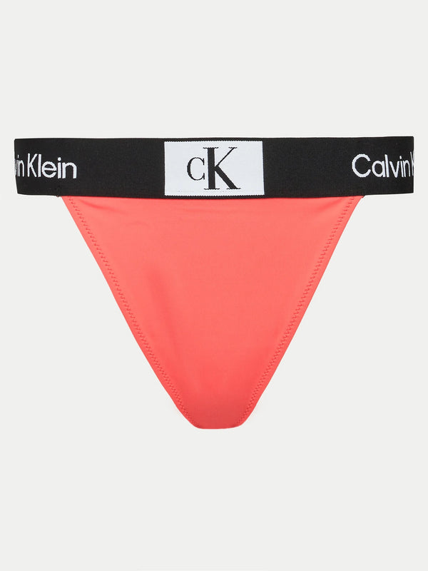 Calvin Klein koral ženski kupaći donji dio s crnom elastičnom trakom