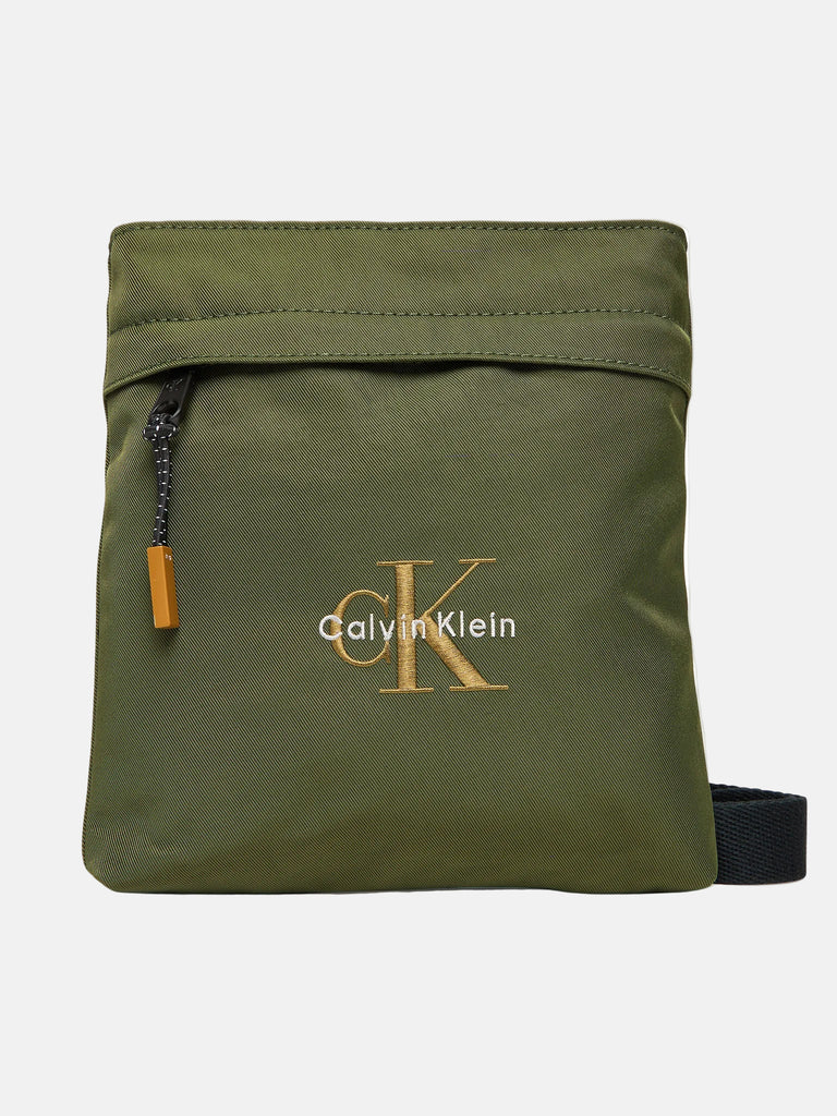 Calvin Klein zelena muška torba sa narandžastim detaljima-[SKU]