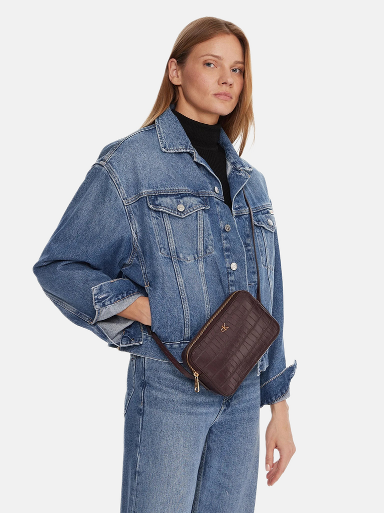 Calvin Klein bordo ženska torba kroko dizajna-[SKU]