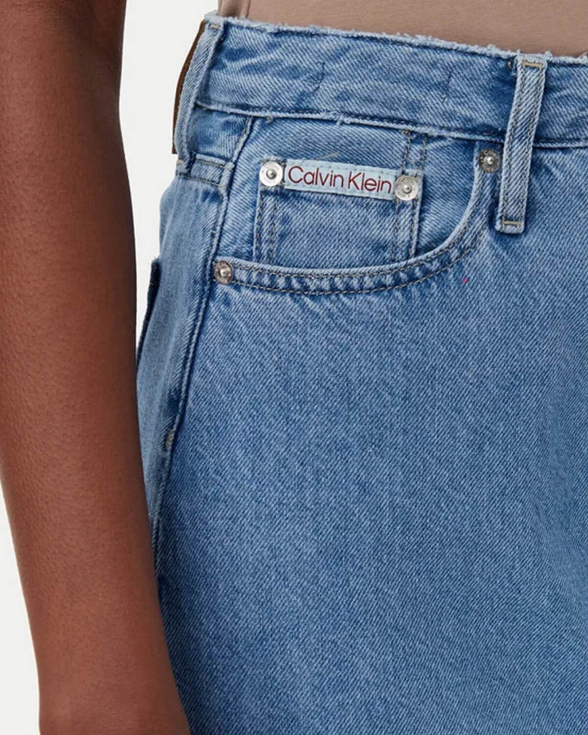 Calvin Klein plava ženska farmerska suknja midi dužine s prorezom