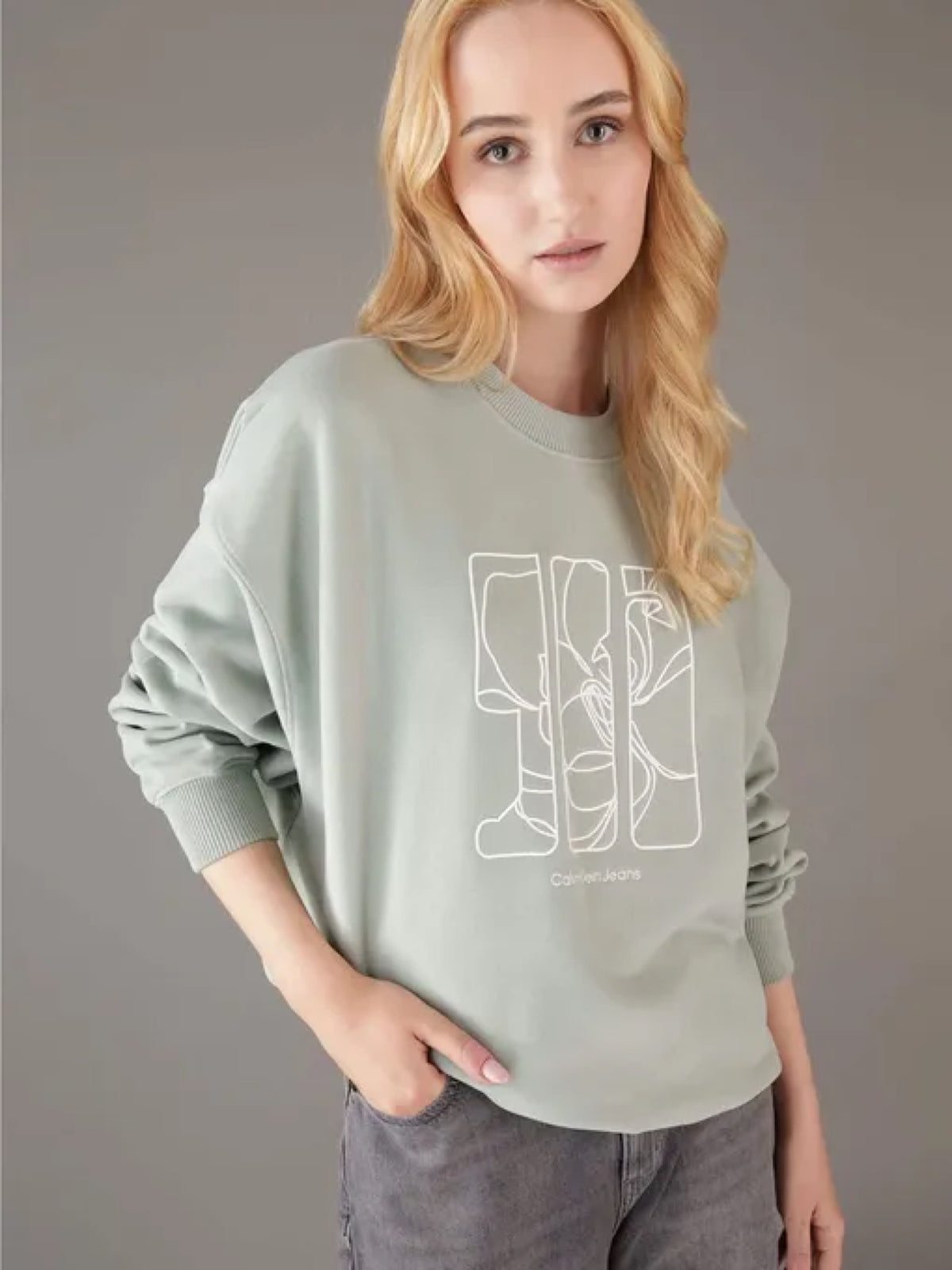 Calvin Klein svijetlo zelena ženska dukserica oversize kroja s printom
