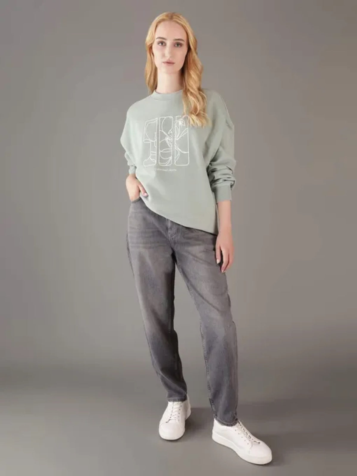 Calvin Klein svijetlo zelena ženska dukserica oversize kroja s printom