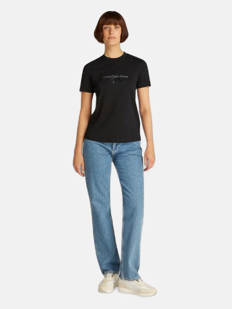 Calvin Klein crna ženska majica s grafičkim detaljem-[SKU]