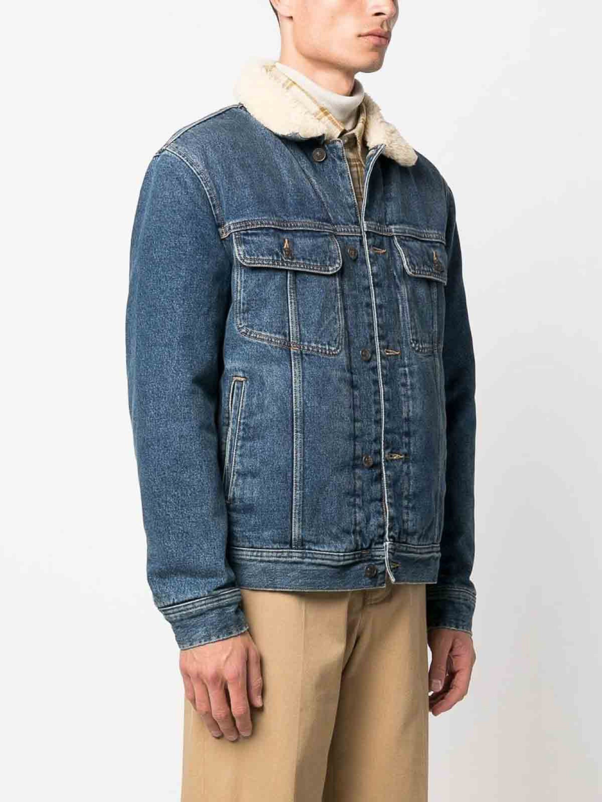 Diesel plava muška jeans jakna sa krznenom kragnom
