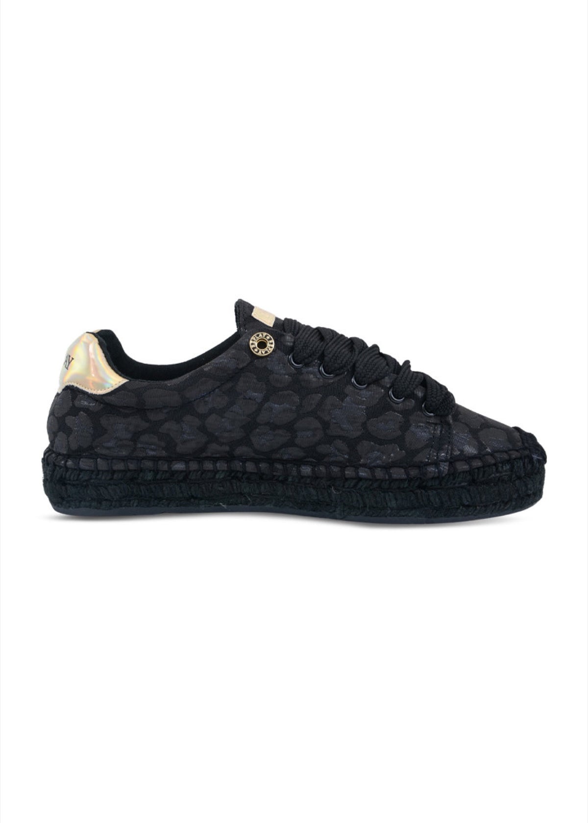 Replay crne ženske espadrile s leopard printom i širokim vezicama