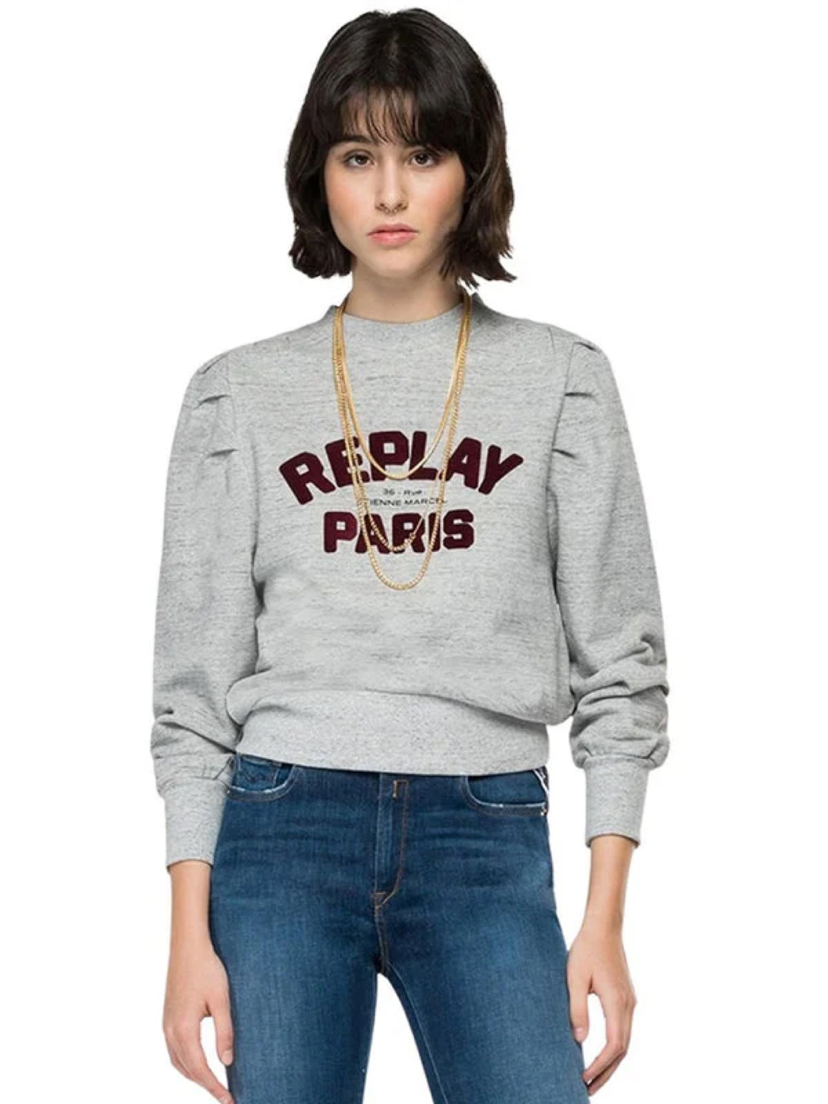 Replay siva ženska dukserica sa Replay Paris printom