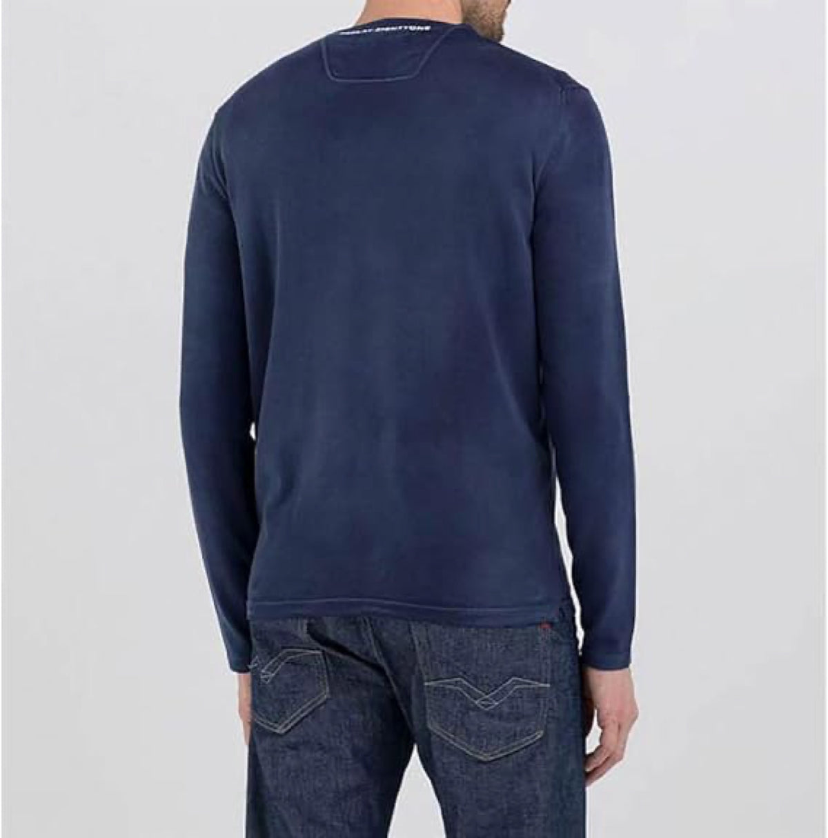 Replay teget plavi muški džemper okruglog izreza dugih rukava