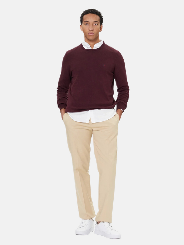 Tommy Hilfiger bordo muški džemper sa diskretnim logom-[SKU]