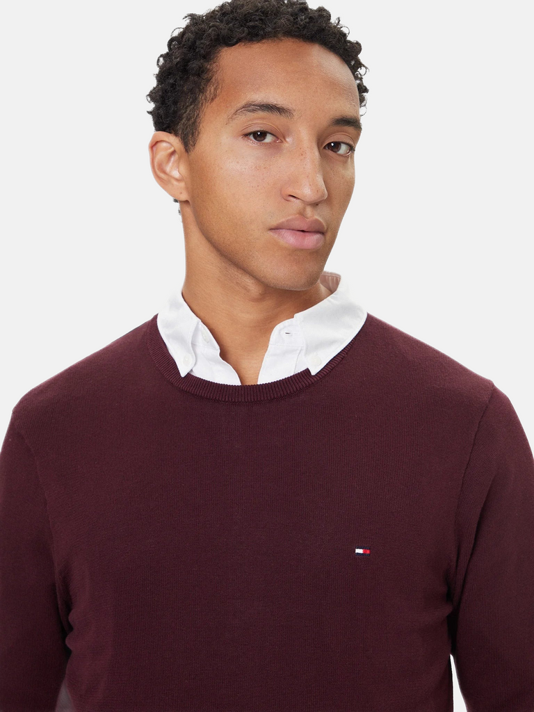 Tommy Hilfiger bordo muški džemper sa diskretnim logom-[SKU]