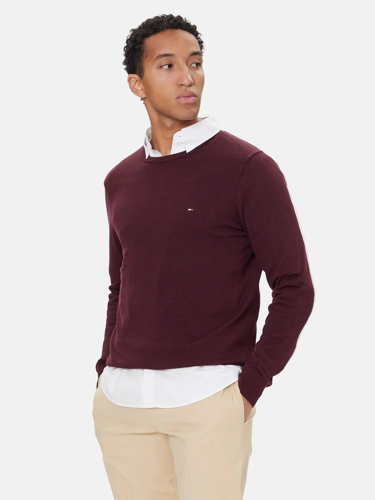 Tommy Hilfiger bordo muški džemper sa diskretnim logom-[SKU]