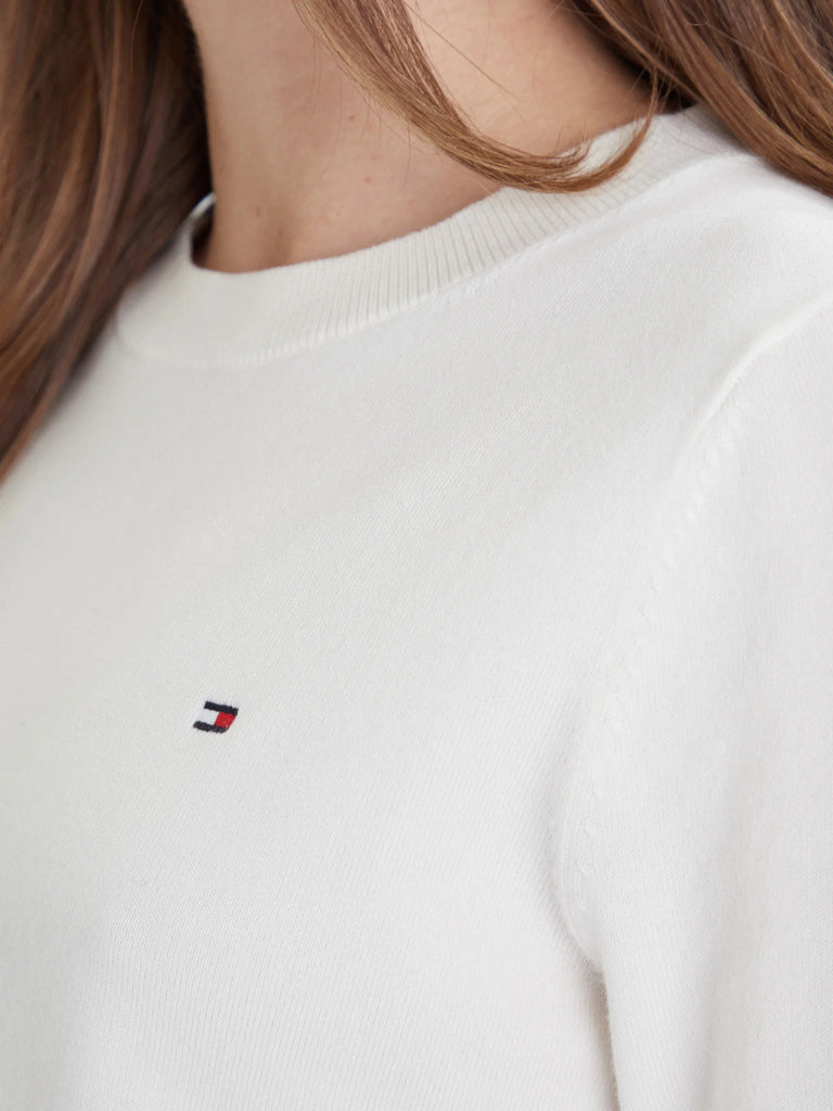 Tommy Hilfiger bijeli ženski džemper šireg kroja-[SKU]