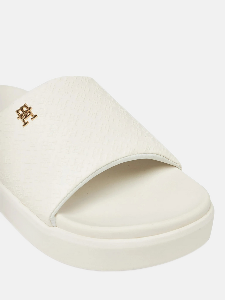 Tommy Hilfiger bijele ženske papuče s teksturiranim gornjim dijelom-[SKU]