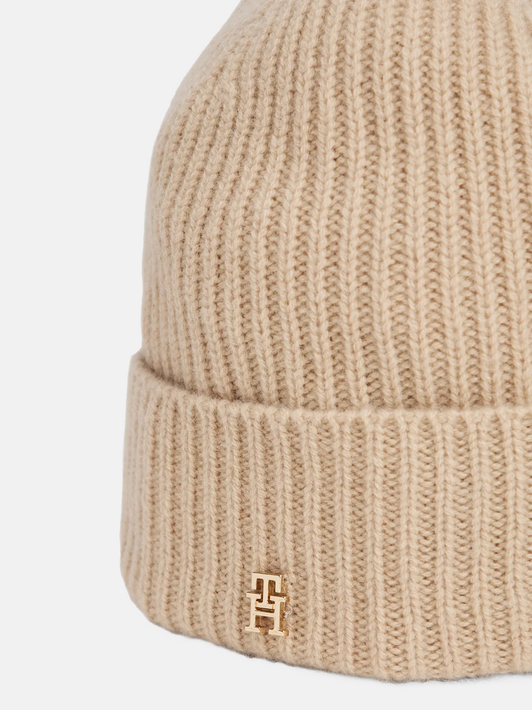 Tommy Hilfiger smeđa ženska kapa sa zlatnim logom-[SKU]