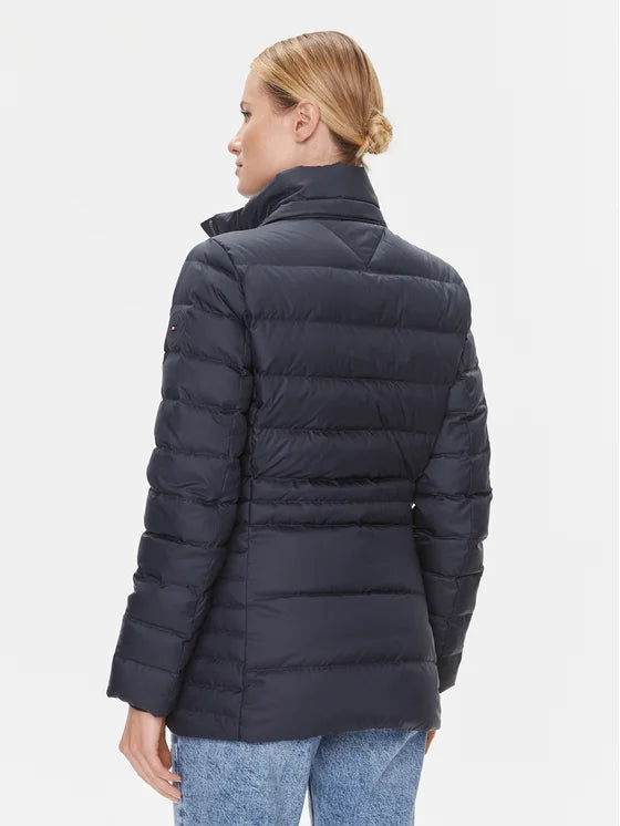 Tommy Hilfiger plava ženska jakna s krznenom kapuljačom-[SKU]