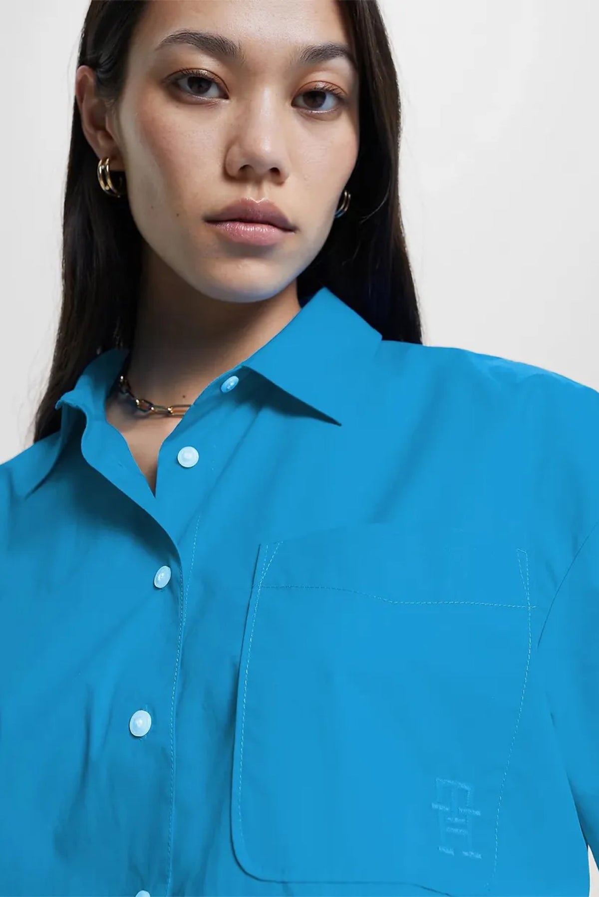 Tommy Hilfiger plava ženska oversize košulja dugih rukava sa džepom