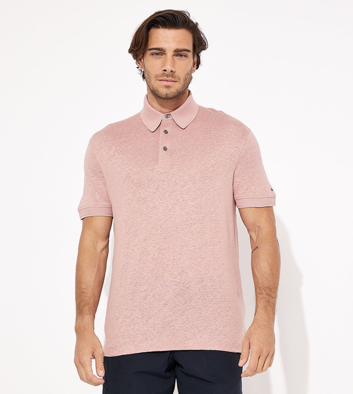 Tommy Hilfiger roza muška polo majica kratkih rukava od lana