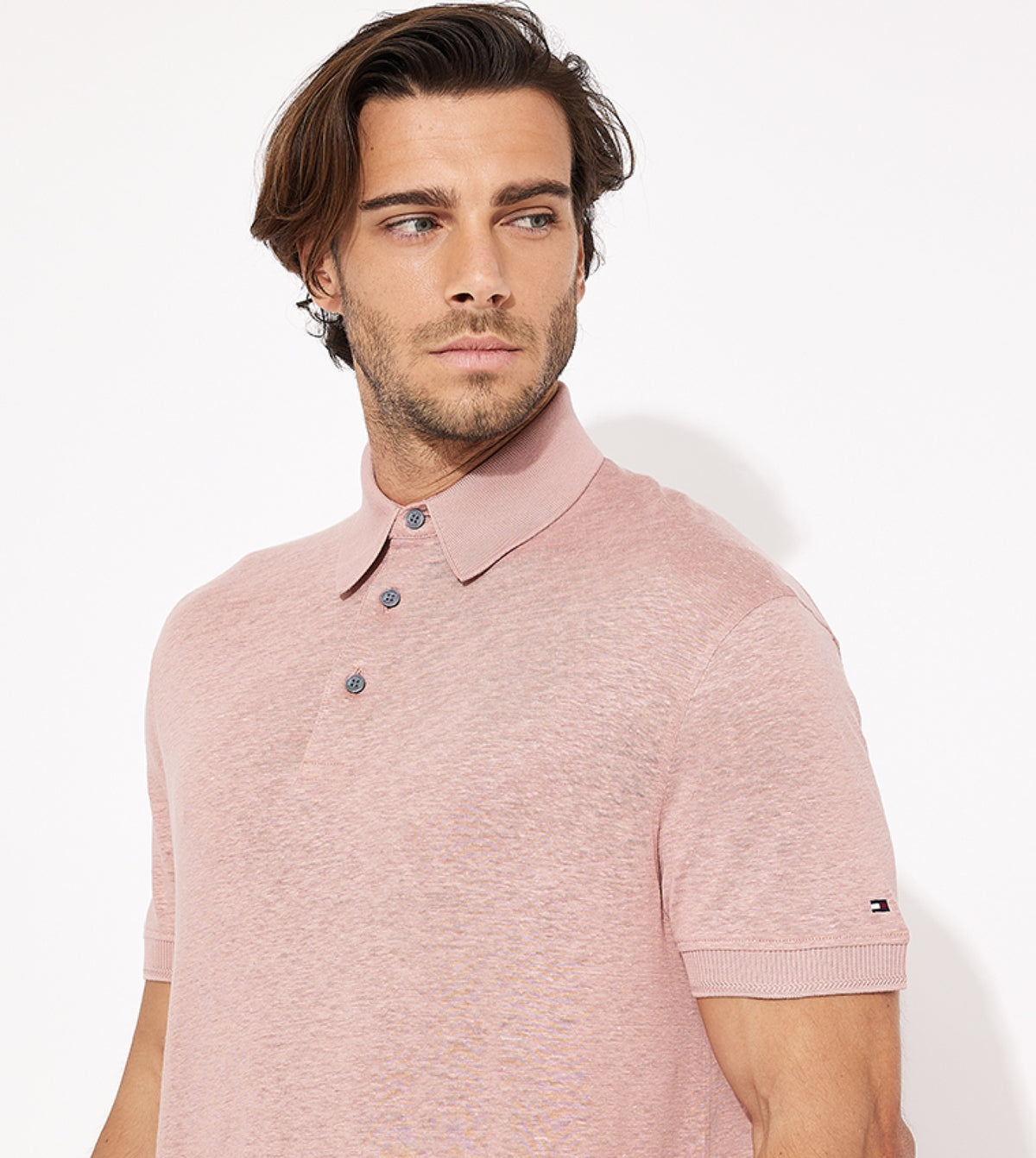 Tommy Hilfiger roza muška polo majica kratkih rukava od lana