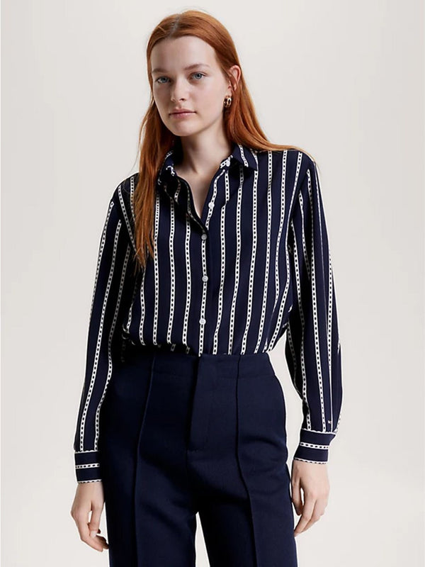 Tommy Hilfiger teget ženska košulja dugih rukava sa bijelim prugama