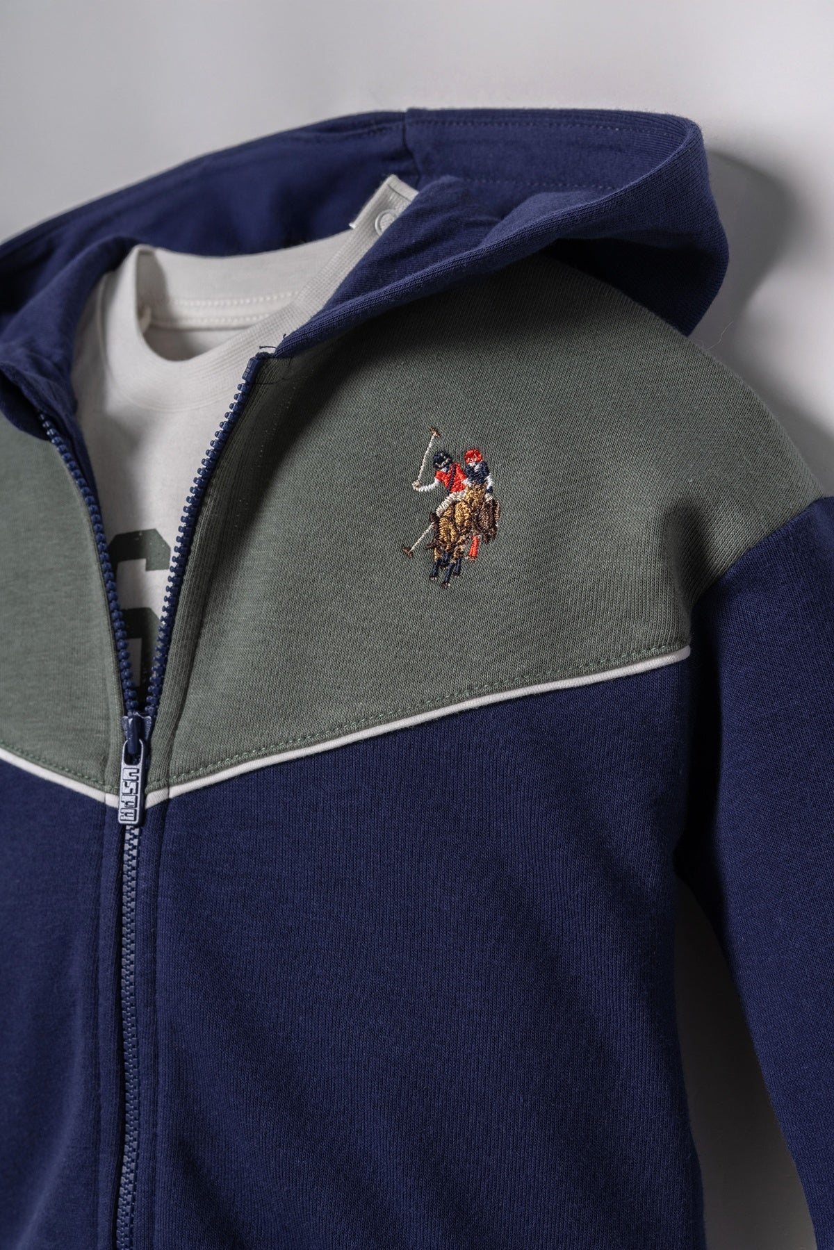 U.S. Polo Assn. teget trodijelni komplet s kapuljačom za bebe