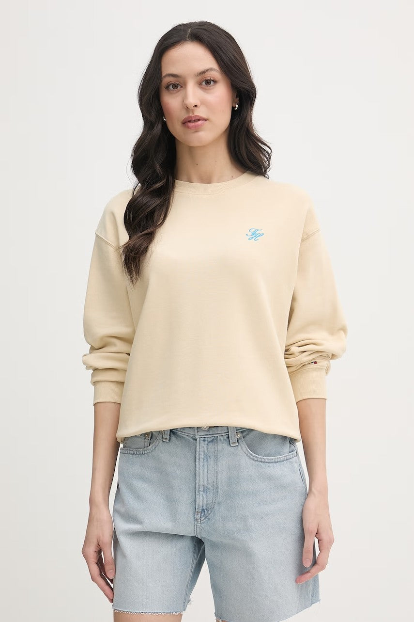 Tommy Hilfiger bež ženska majica s vezenim logom