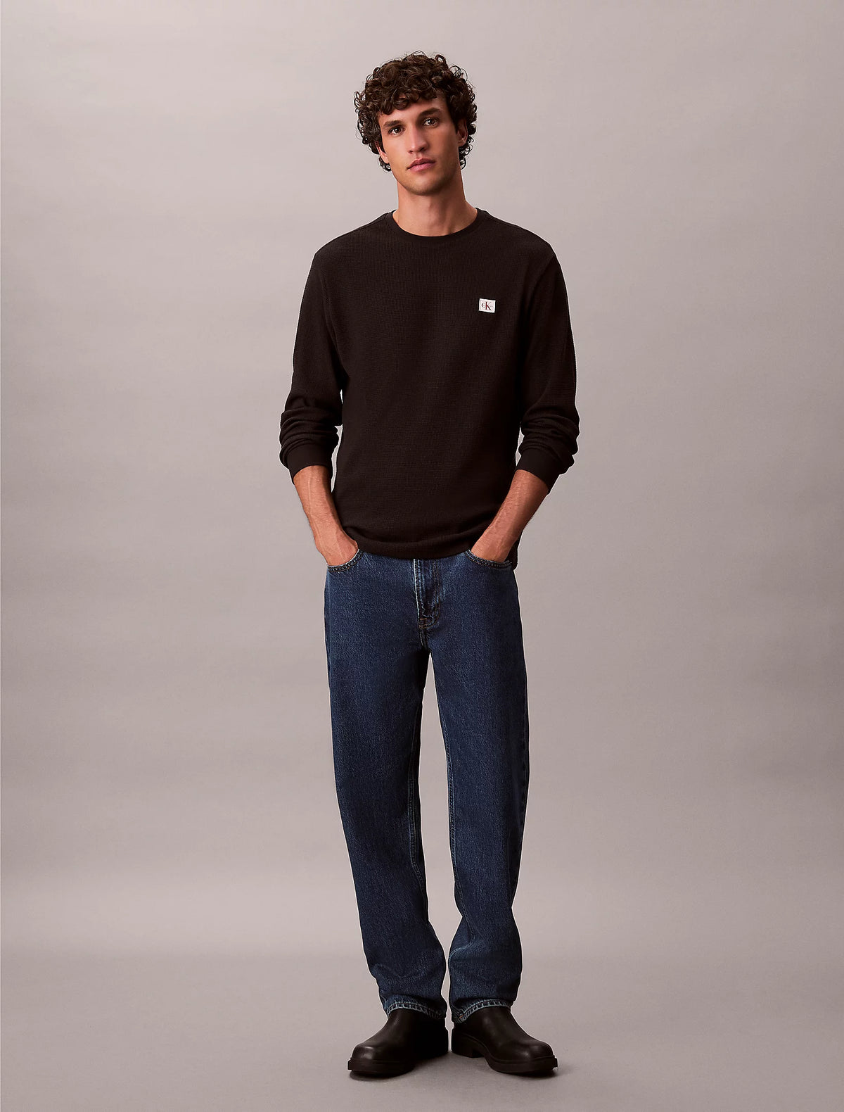 Calvin Klein smeđa muška majica rebraste teksture