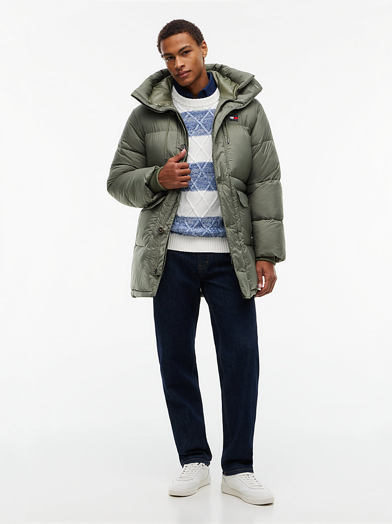 Tommy Hilfiger khaki muška prošivena jakna s kapuljačom
