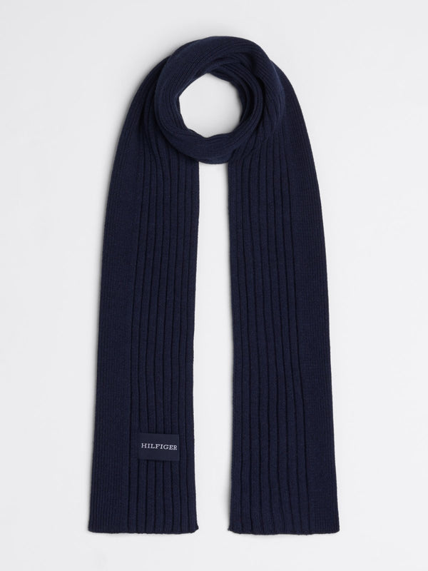 Tommy Hilfiger tamnoplavi muški rebrasti pleteni šal