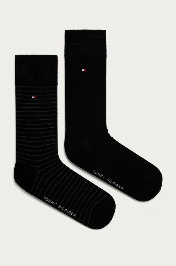 Tommy Hilfiger crne muške čarape s prugama - set od 2