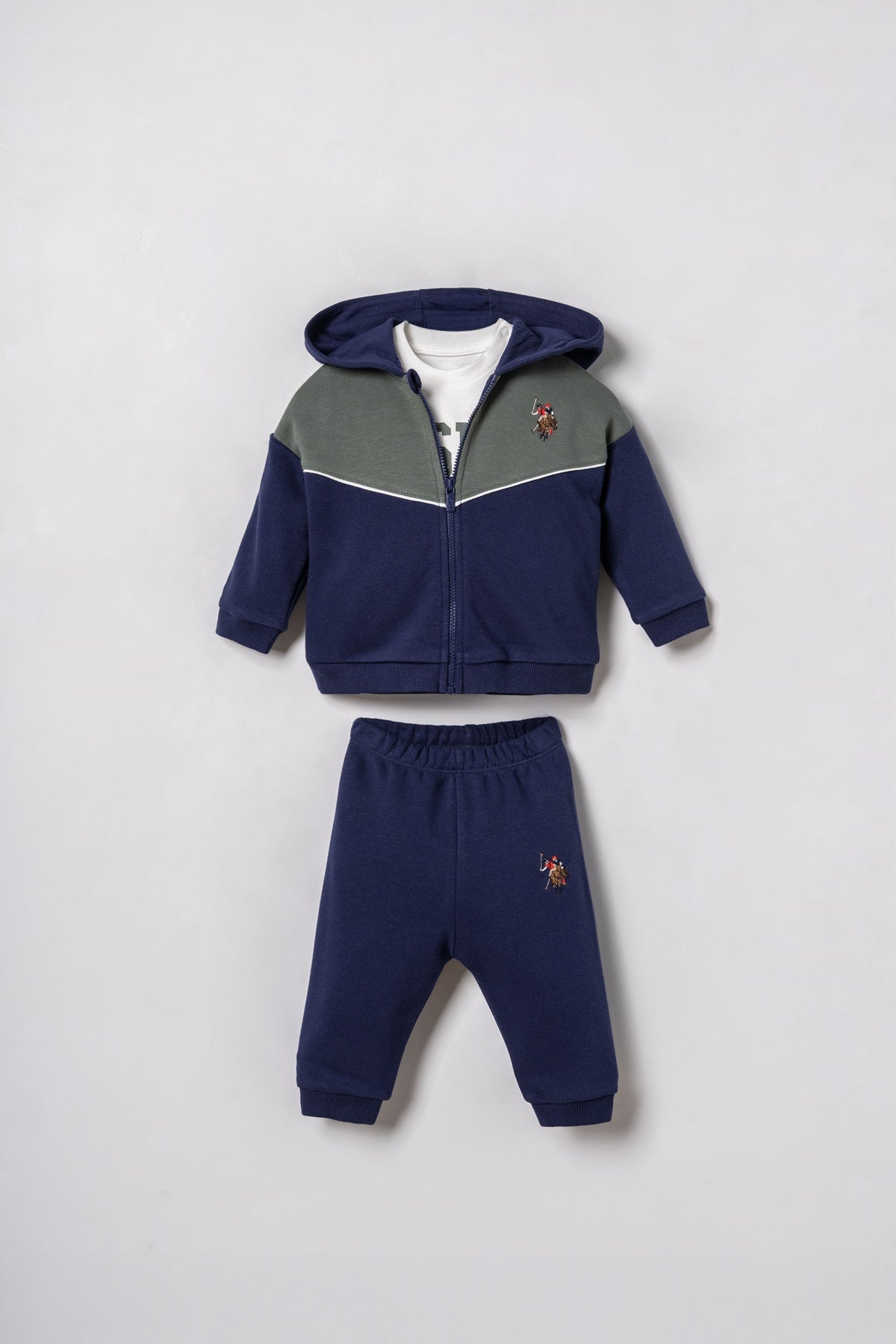 U.S. Polo Assn. teget trodijelni komplet s kapuljačom za bebe