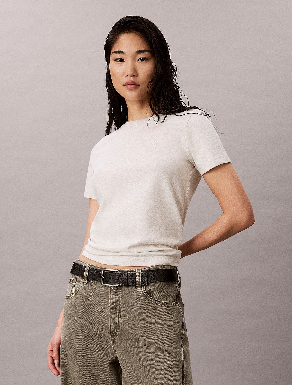 Calvin Klein bež ženska majica kratkih rukava