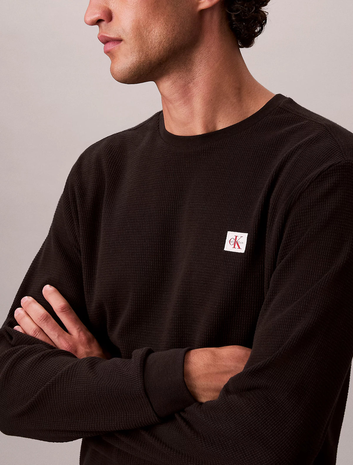 Calvin Klein smeđa muška majica rebraste teksture