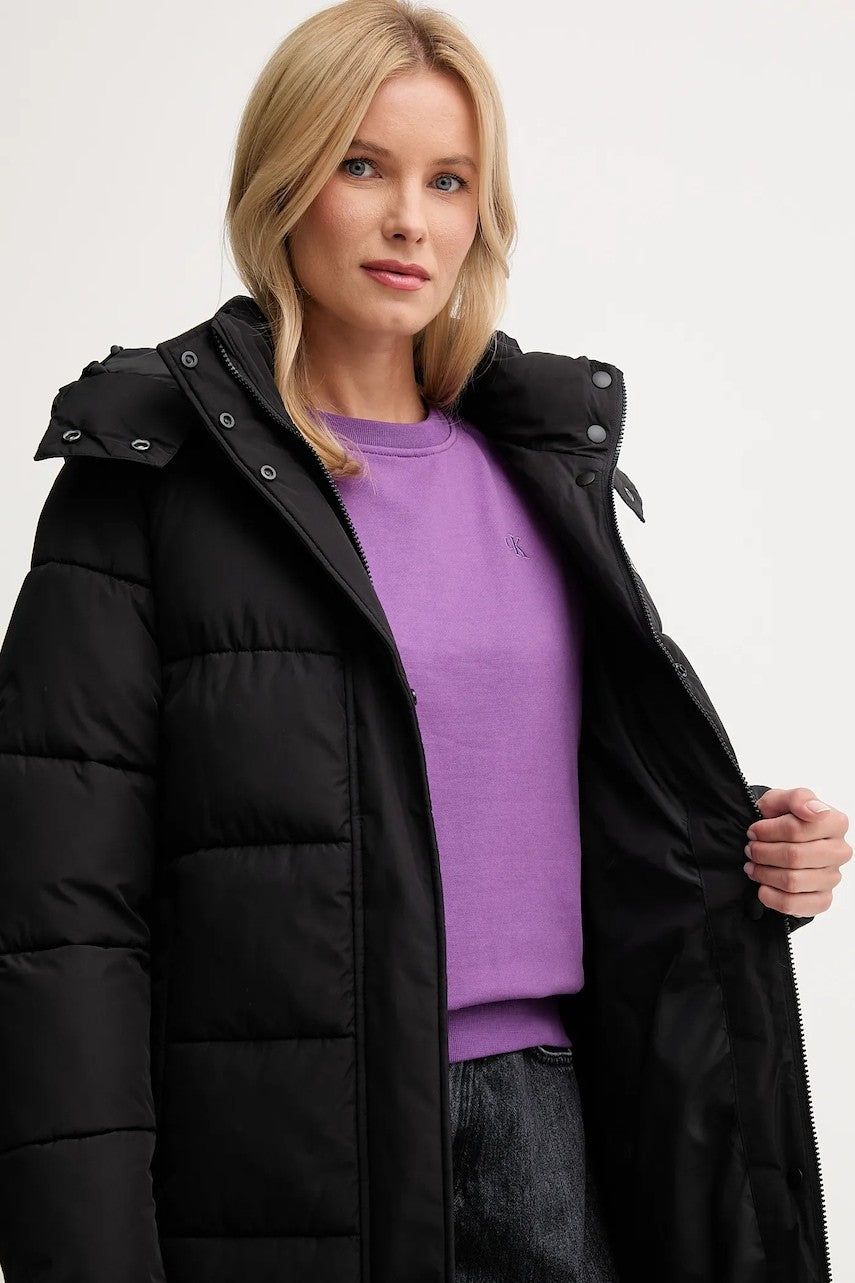 Calvin Klein crna ženska pernata jakna s kapuljačom