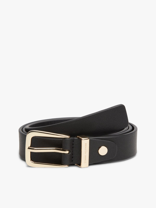 Tommy Hilfiger crni ženski kožni kaiš sa zlatnom kopčom
