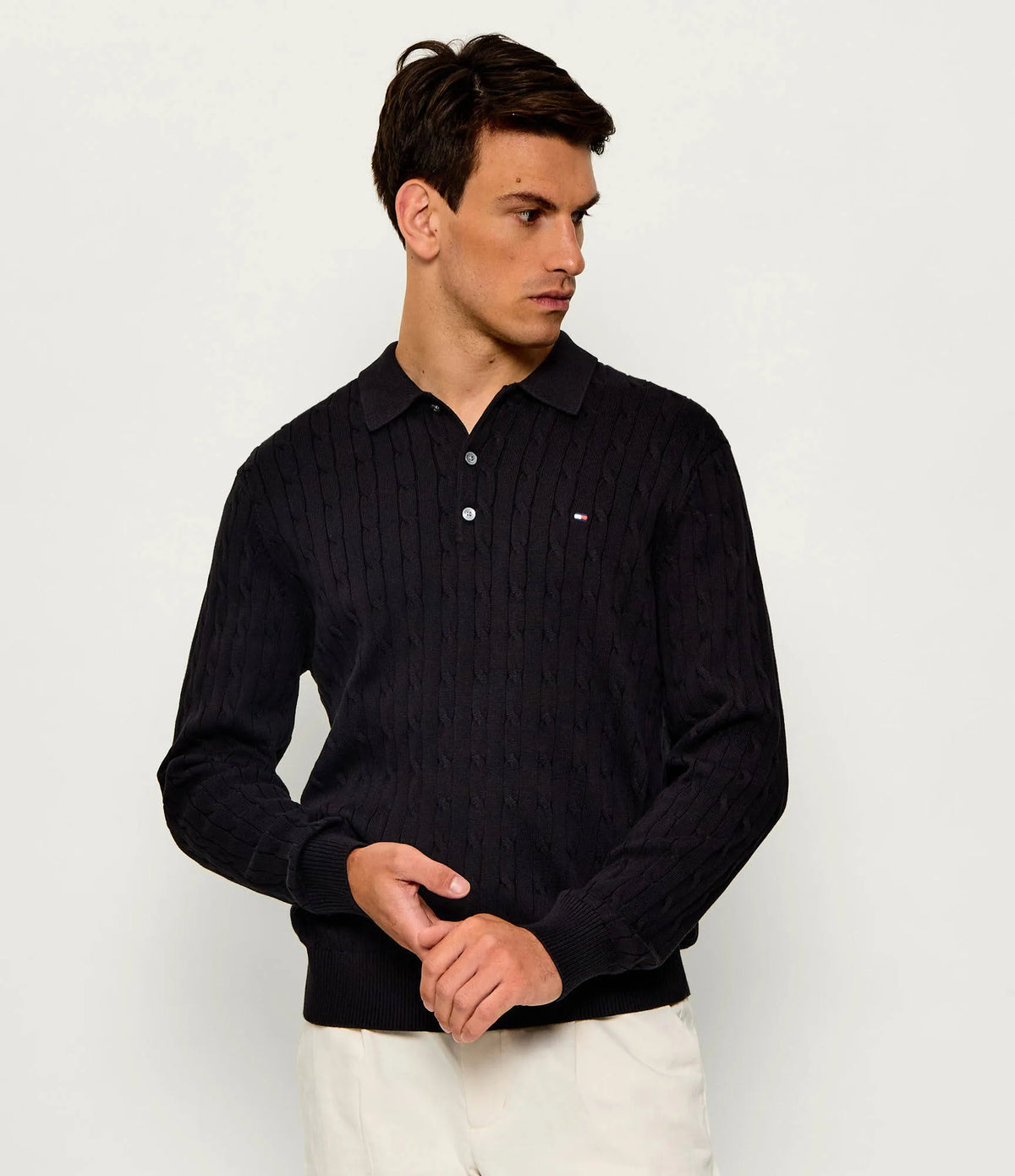 Tommy Hilfiger crni muški džemper s pletenim uzorkom