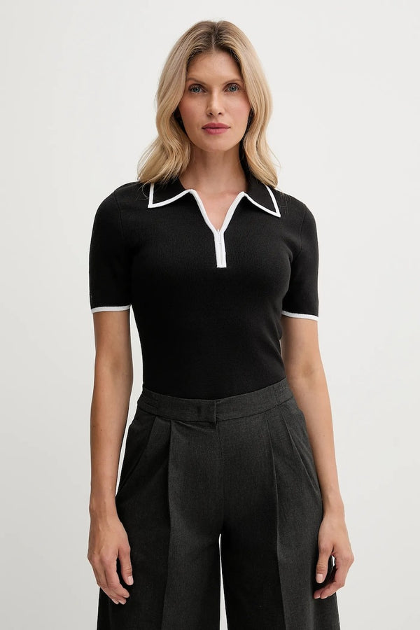 Calvin Klein crna ženska polo majica sa rajsferšlusom