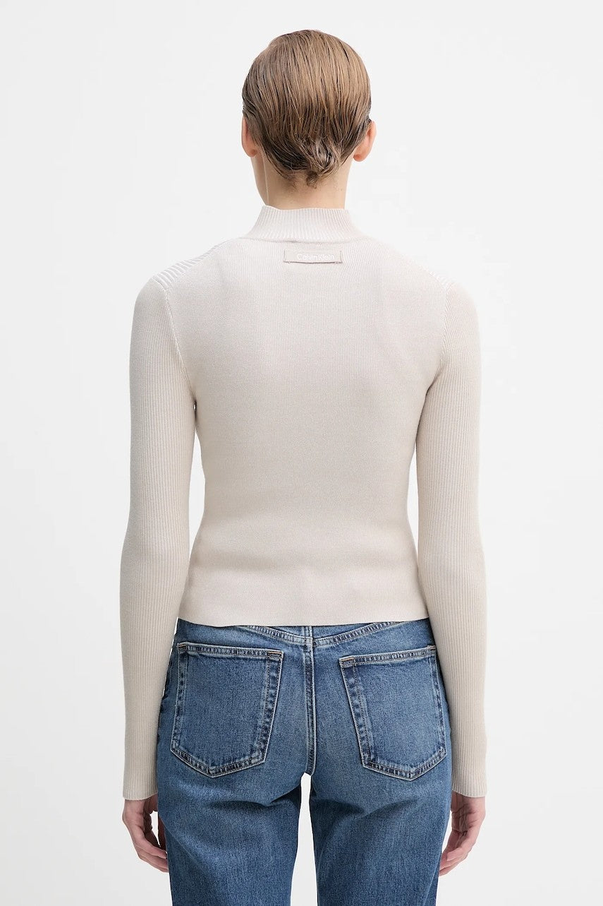 Calvin Klein bež ženska pletena jakna s rajsferšlusom