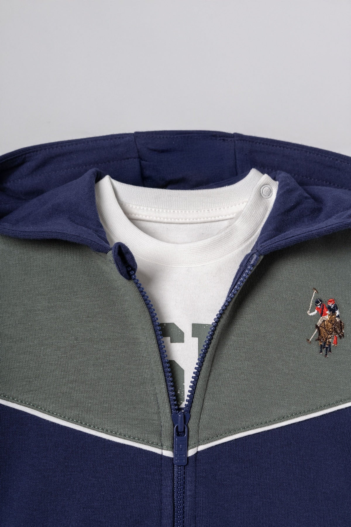 U.S. Polo Assn. teget trodijelni komplet s kapuljačom za bebe
