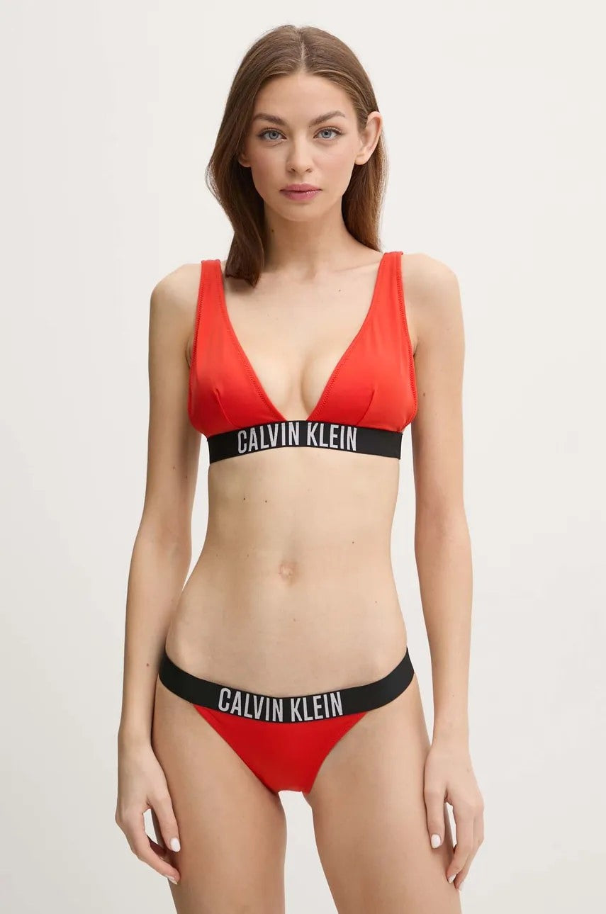 Calvin Klein crveni ženski bikini top s dubokim izrezom