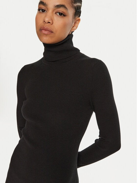 Calvin Klein crna ženska haljina s rolo kragnom